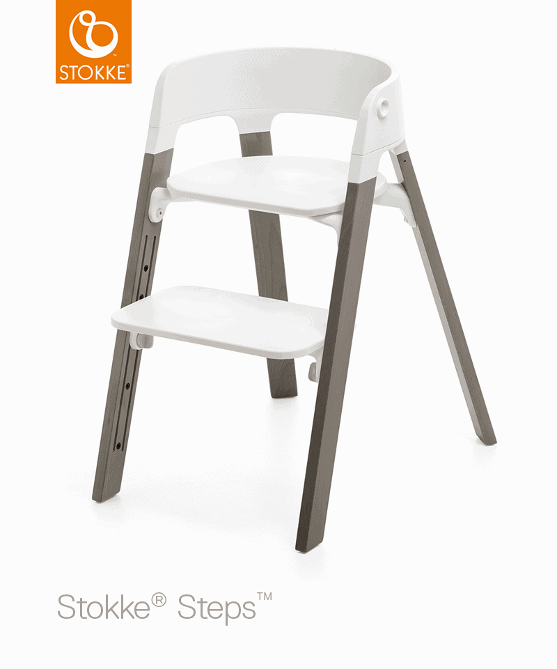 StokkeÂ® Stepsâ¢ Højstol – Bøg Hazy Grey/Hvid