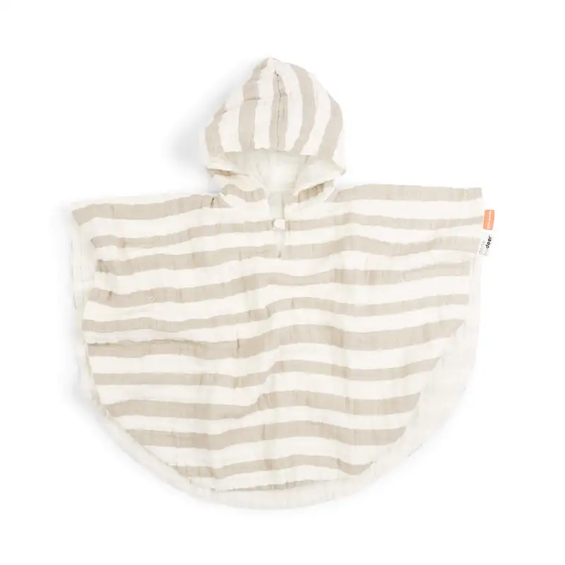 5: Done by Deer Bade Poncho GOTS Stripes Sand