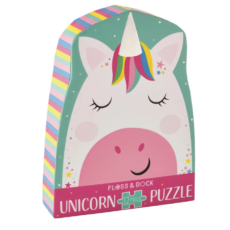 Puslespil Formet Motiv & Æske Brikker Rainbow Unicorn