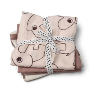 Burp cloth 3-pack - GOTS - Deer friends Powder