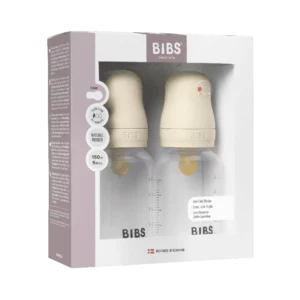BIBS Baby Flaske Rund Latex 2 pack 150 ml Slow Flow Ivory