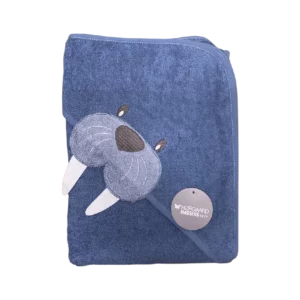 NM Badeslag midd blue m/ hvalros str. 100x100 cm.
