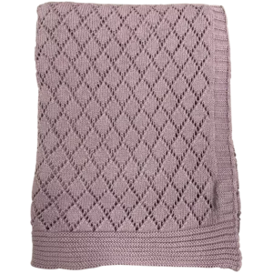 NM Strikket bomuldsplaid, blomme Imp. 227 str. 75x100 cm.