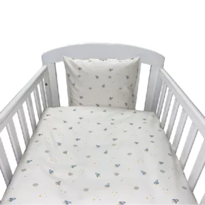 NM Baby sengelinned - off-white m/ grå og beige farvede ufo´er