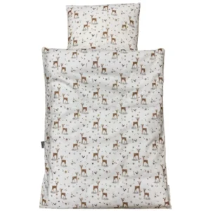 Baby sengelinned, dess. 1253 koral farvet bambi og blomster